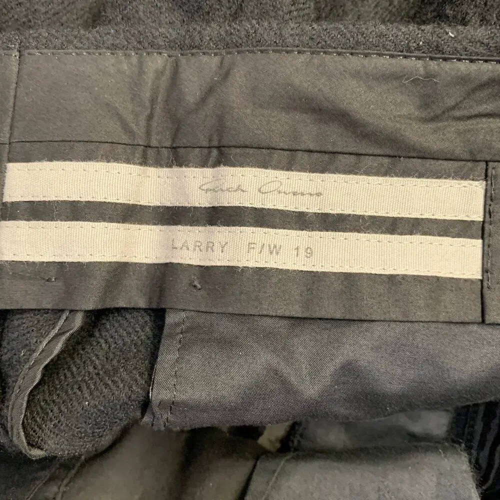 RICK OWENS Size 36 Black Wool Twill Drop Crotch Tapered Casual Pants